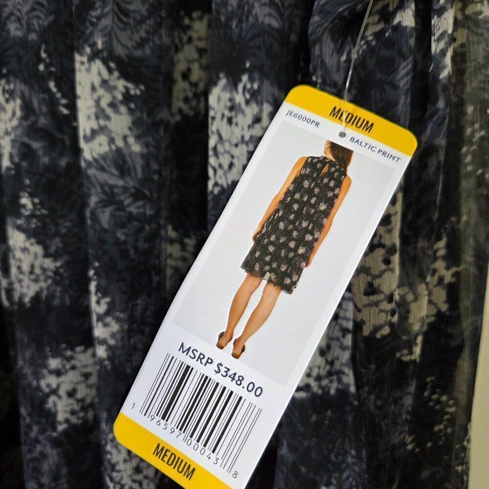 NWT JOIE BALTIC PRINT MOCK NECK SMOCKED RUFFLED/PLEATED MINI DRESS SIZE M - Picture 11 of 16